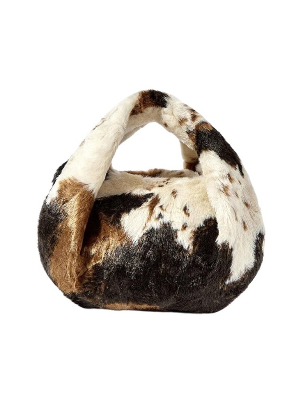 Women's Cow Print Handbags Faux Fur Top Handle Bags Cute Y2k Purse